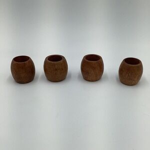 Set of 4 Wooden Napkin Rings Round Wood Table‎ Decor Rustic Farmhouse